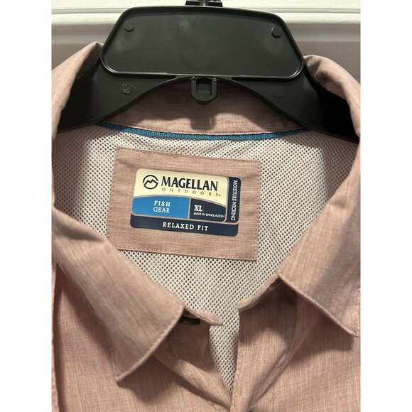 Magellan Fishing Shirt Vented Heathered Red Men's Size XL Button Front Shirt - Picture 2 of 5